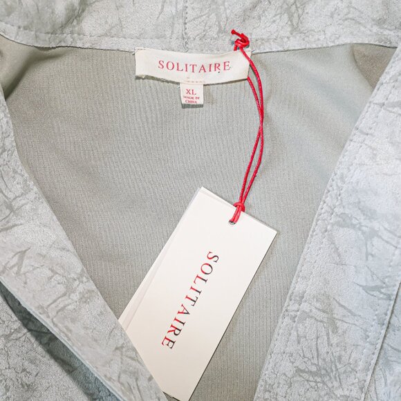 Solitaire Gray Green Abstract Print Kimono Spring Casual Coastal Boho Cardigan - Picture 4 of 4